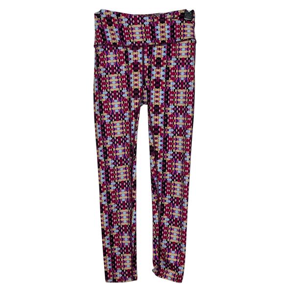 Free People Movement Multi Color Pink Blue Geometric Print Leggings XS - Picture 2 of 6